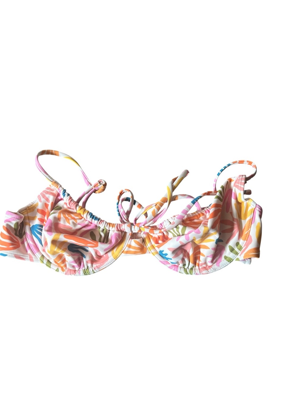 Handprint Tie-Front Underwire Bikini Top - Multicolor - Picture 3 of 5